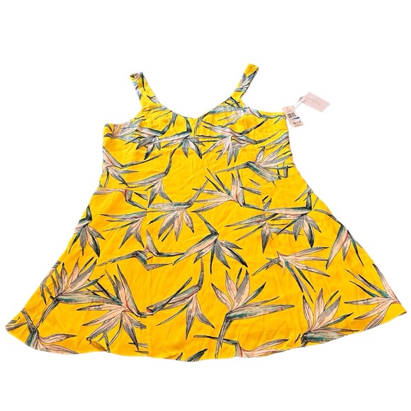 NWT 1. STATE Women’s Size XL Yellow Floral Dress Bird of Paradise Rayon - Picture 3 of 10